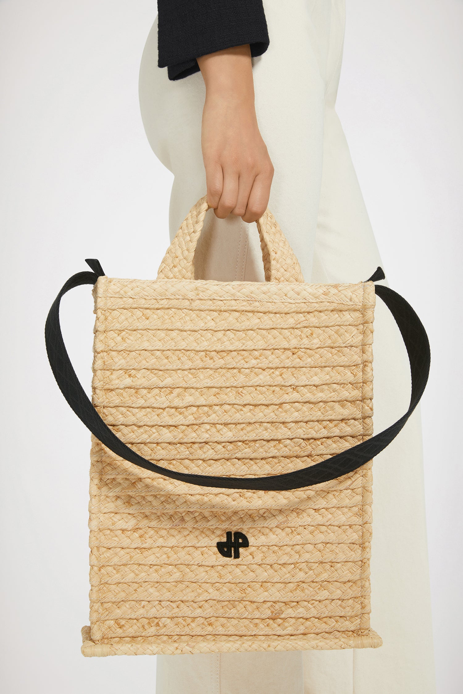Patou tote JP AC062 raphia vanille vertical
