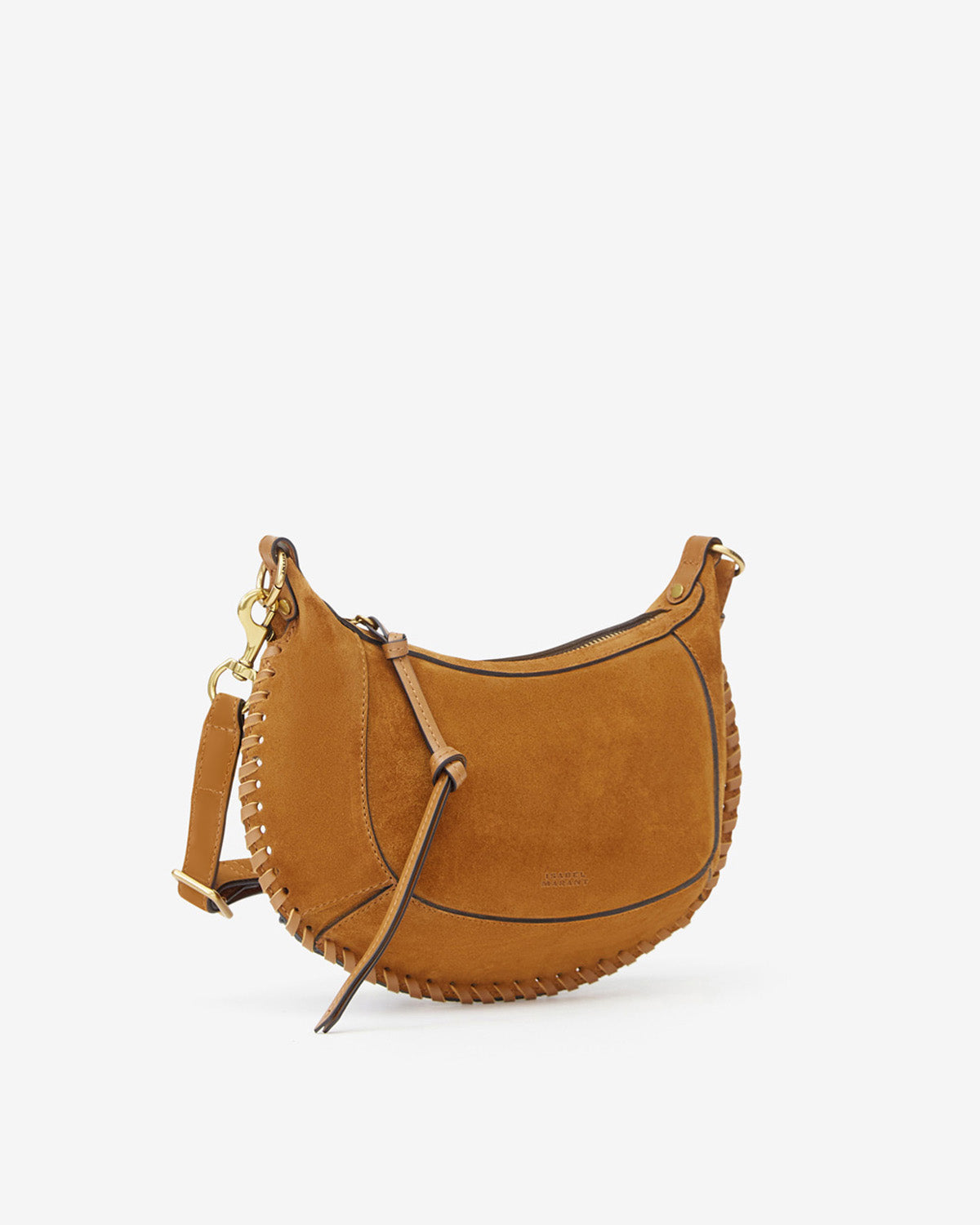 Isabel Marant Oskan Moon sac cuir velours cognac 28,5 cm