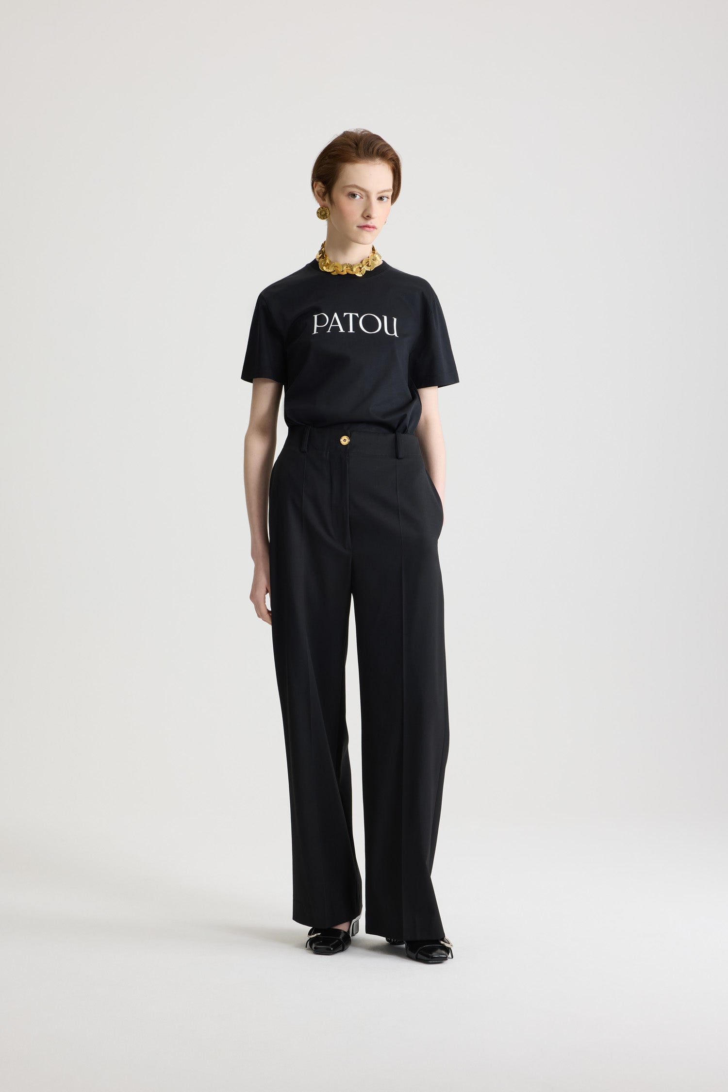 Patou t-shirt logo coton bio noir lettrage blanc