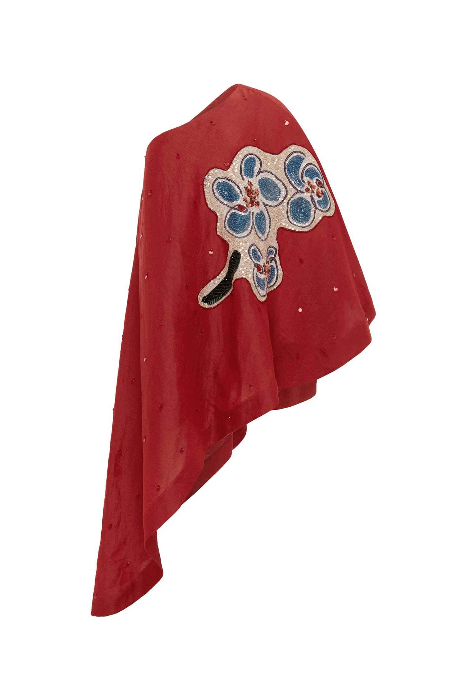 Alemais Scarlet robe asymétrique lin soie brodée