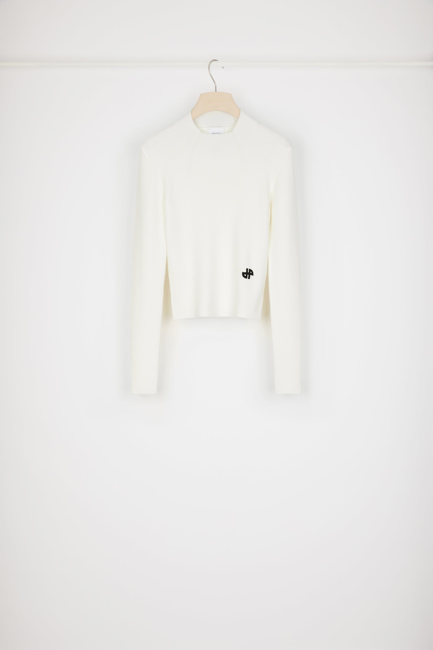 Patou KN128 pull côtelé laine merinos blanc