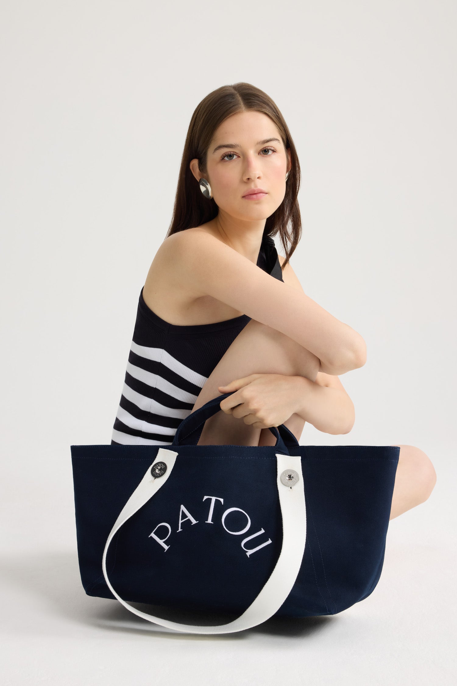 Patou Trapeze AC131 tote bag coton Deep Sea Blue