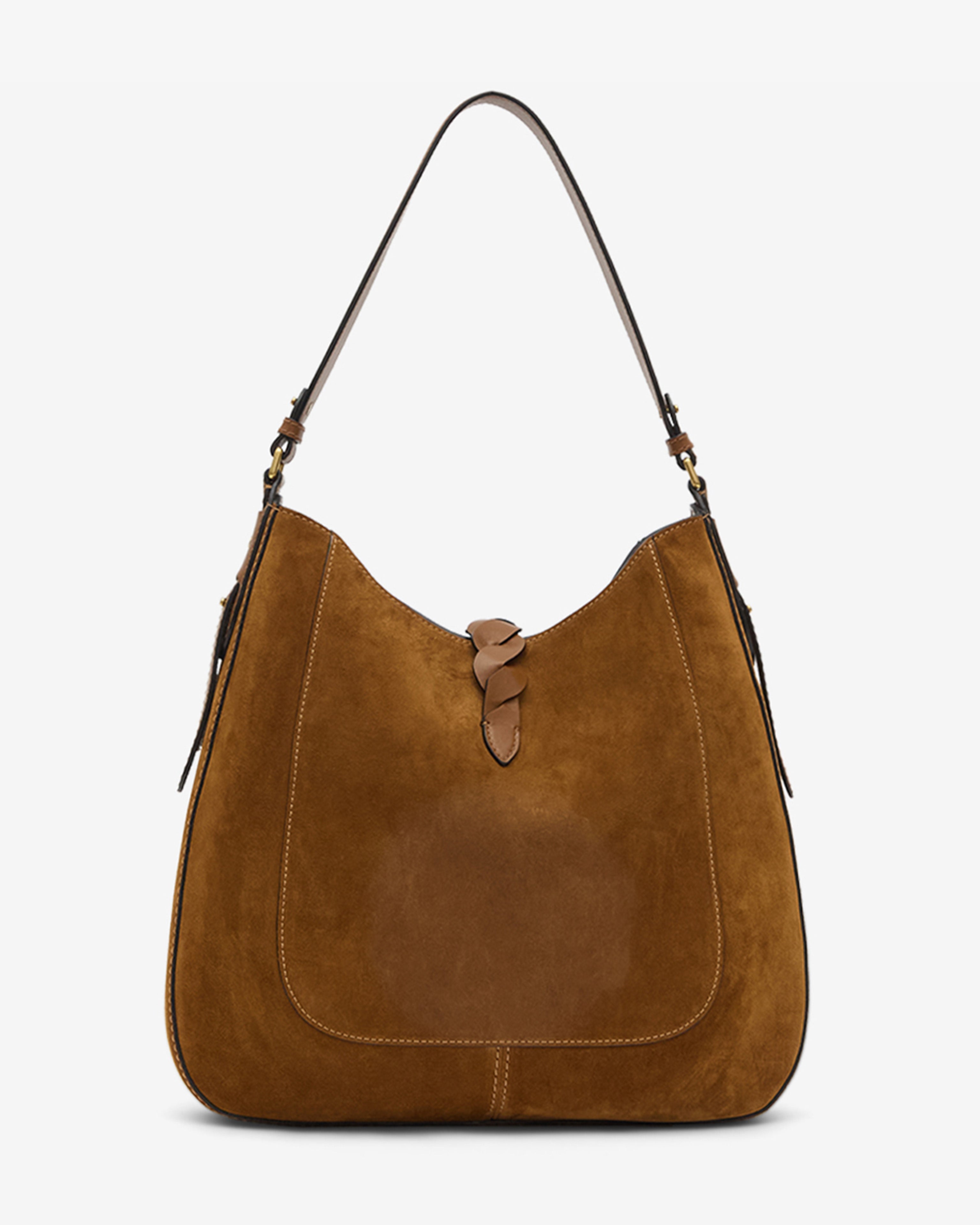 Isabel Marant Altay sac hobo cuir velours cognac