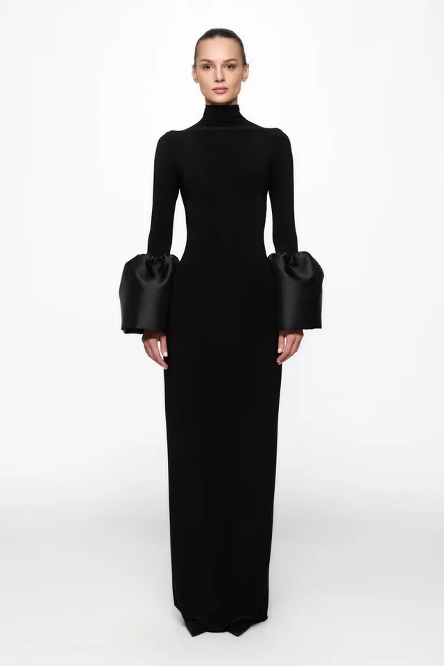 ATU Body Couture Midi robe midi taffetas col haut taille S
