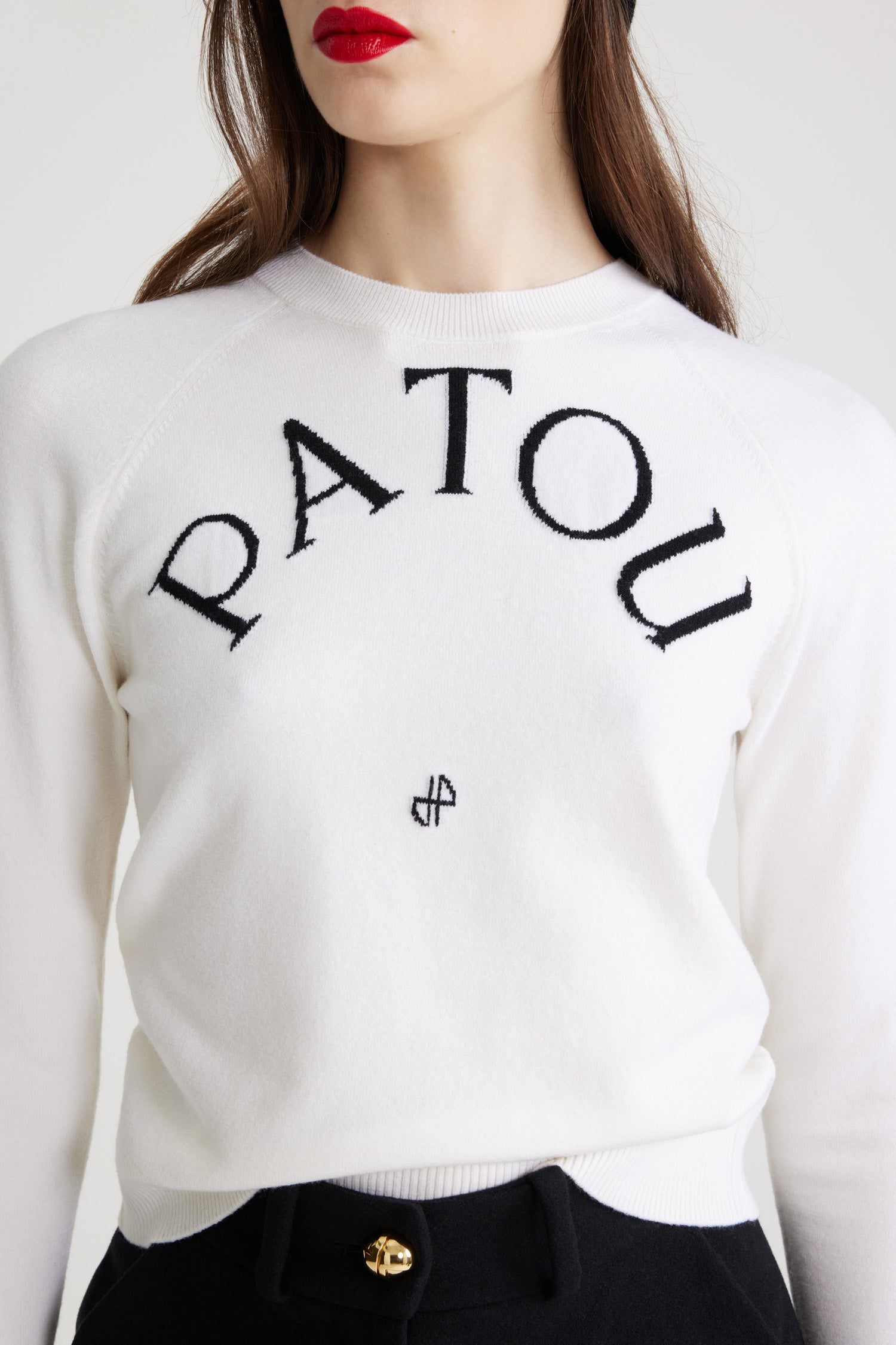 Patou H25KN1108080001W pull blanc laine merinos