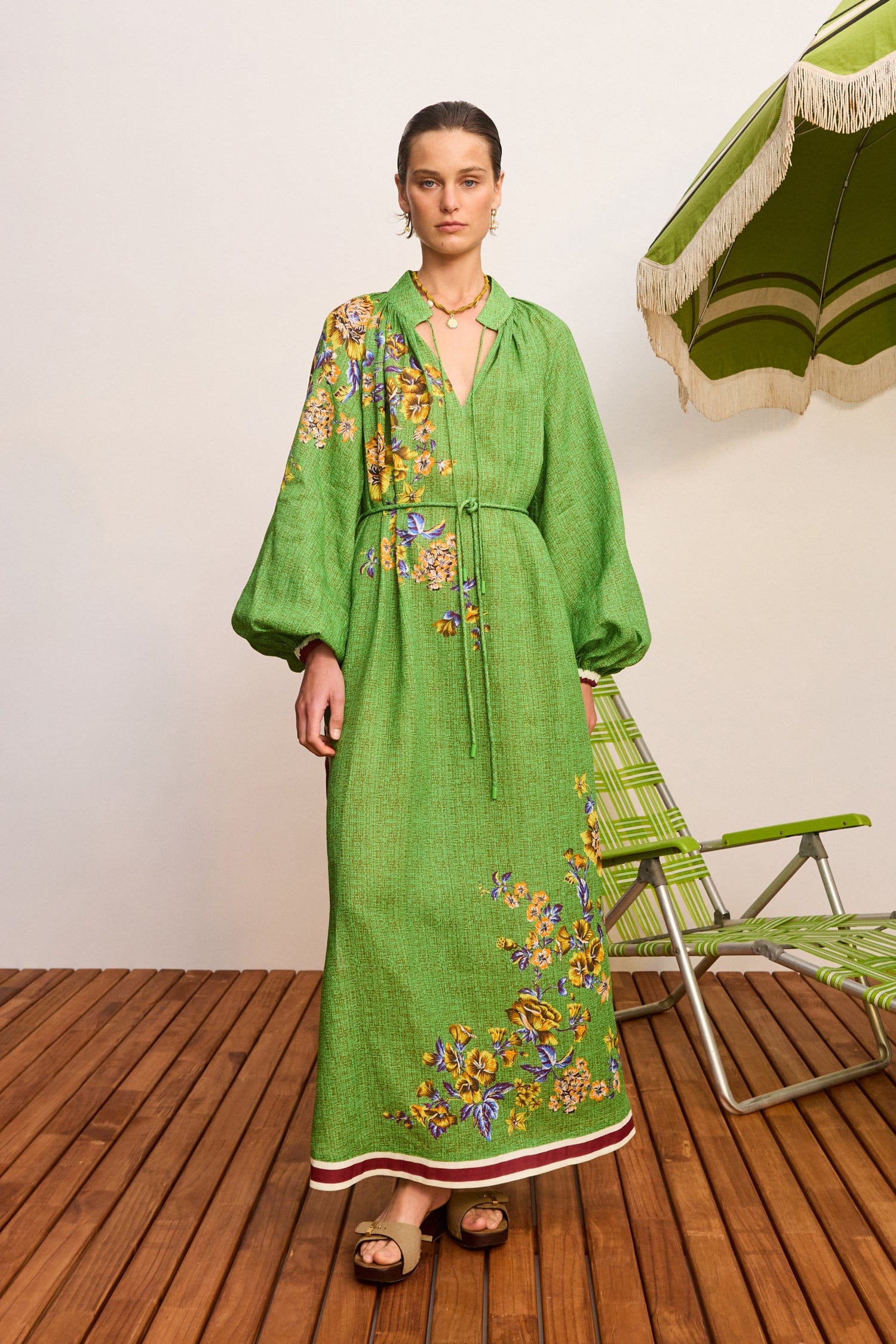 Alemäis Phyllis Midi Robe ramie ceinture