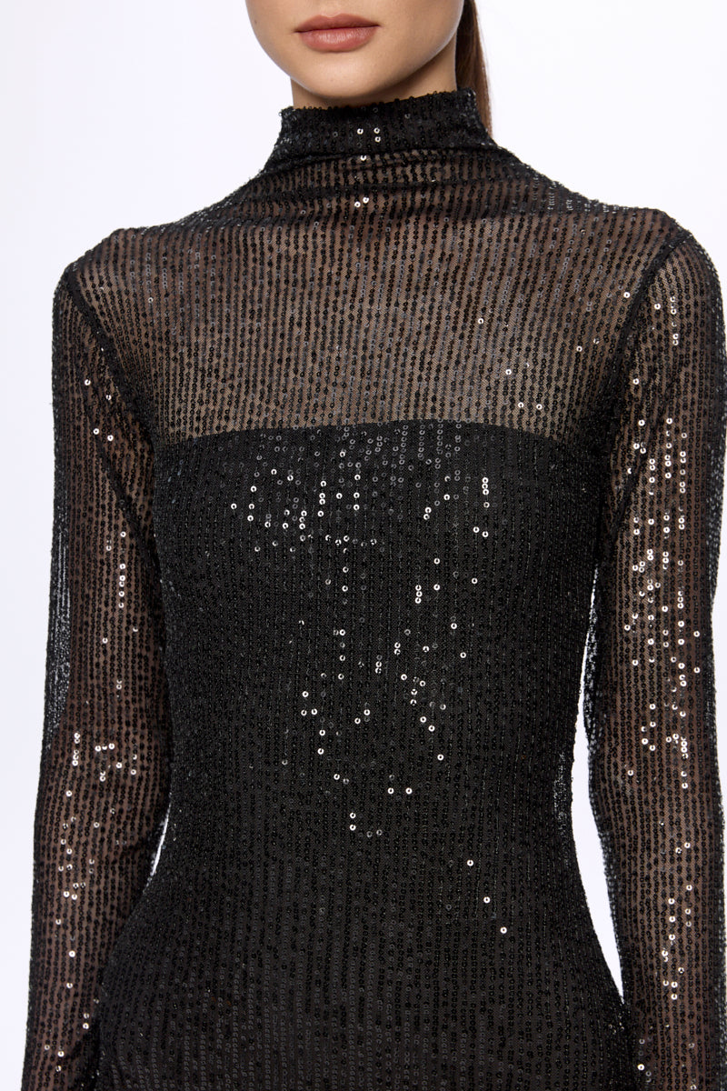 ATU Body Couture Turtleneck robe sequins noire taille S