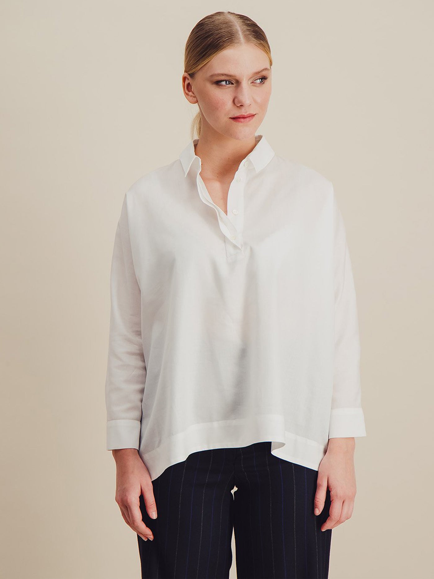 Anahide Saint André Desirable chemise coton bleue popeline