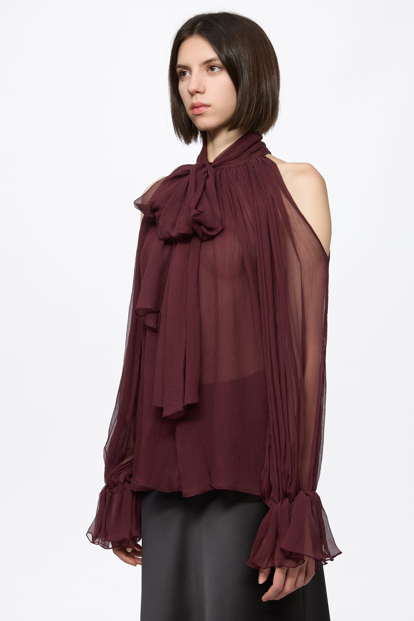 ATU Body Couture SILK chemise soie bordeaux foulard mousseline