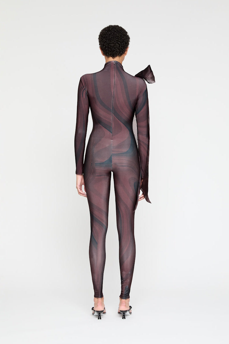 ATU Body Couture catsuit chocolat nœud taille S moulant