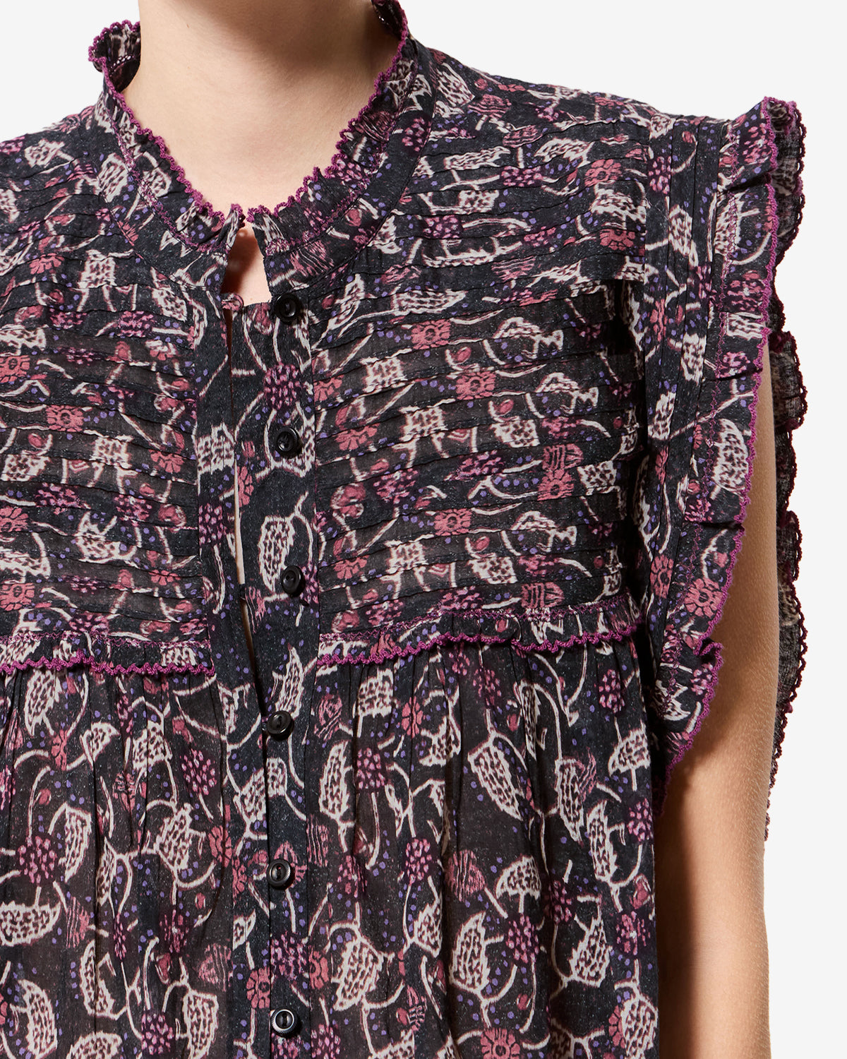 Isabel Marant Dersia HT0948FA top Noir/Framboise coton