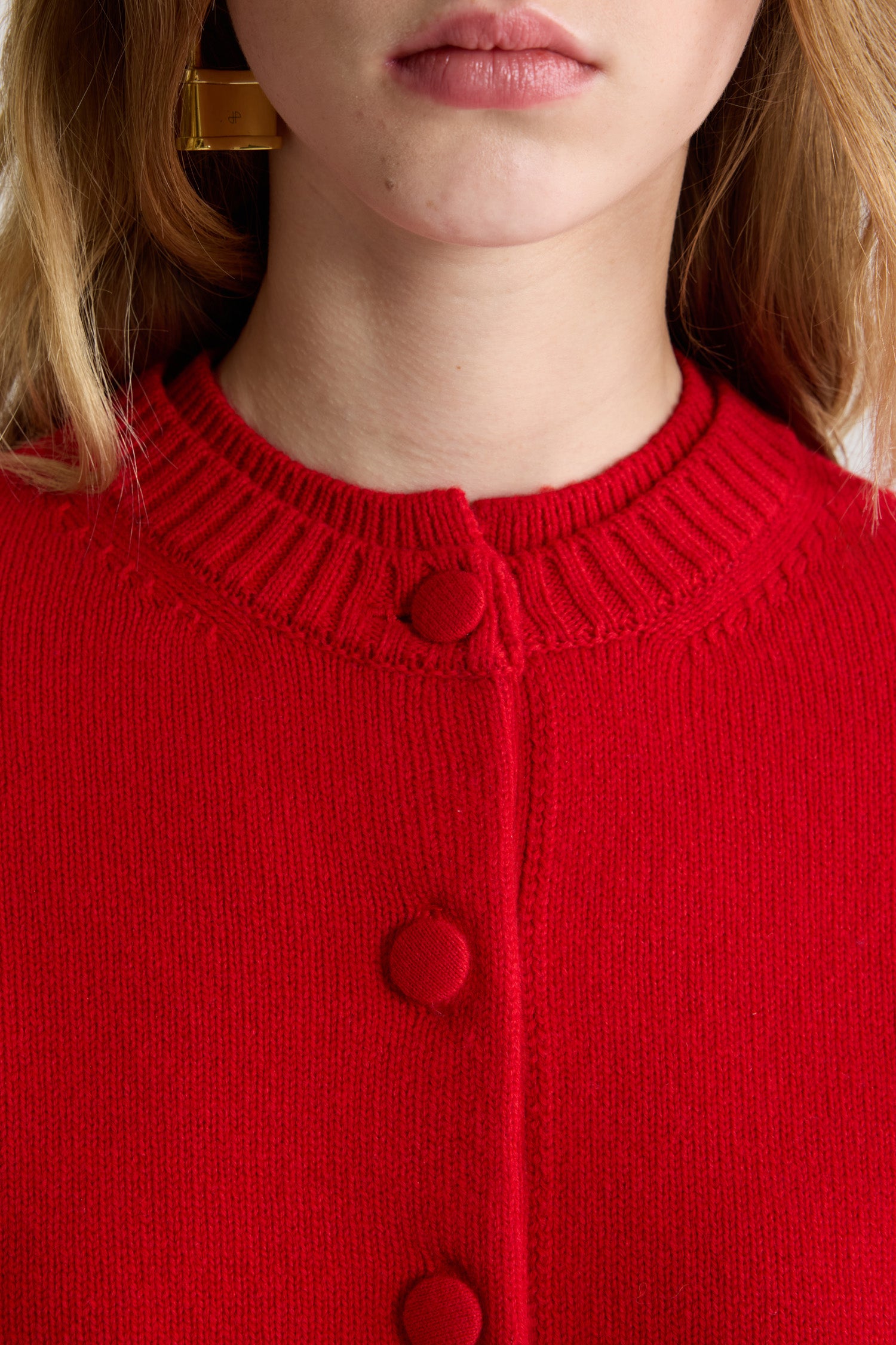 Patou Double collar cardigan cardigan laine rouge Madder Red