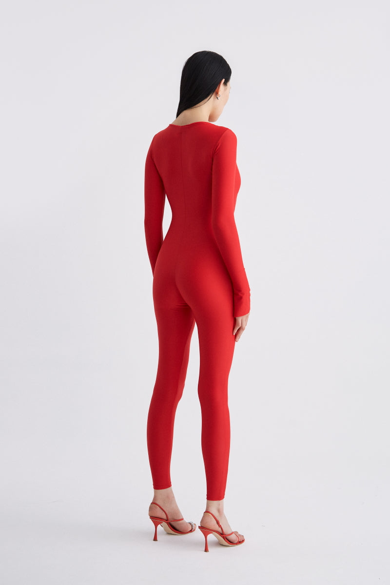 ATU Bowknotted Catsuit combinaison rouge S nœuds