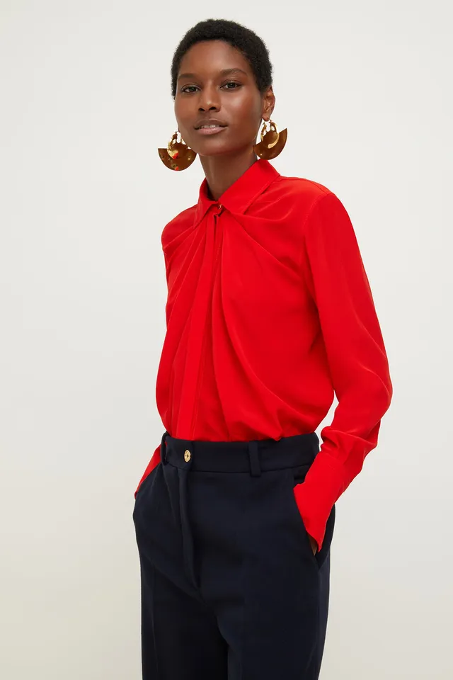 Patou BL003 blouse soie rouge Poppy 34-44