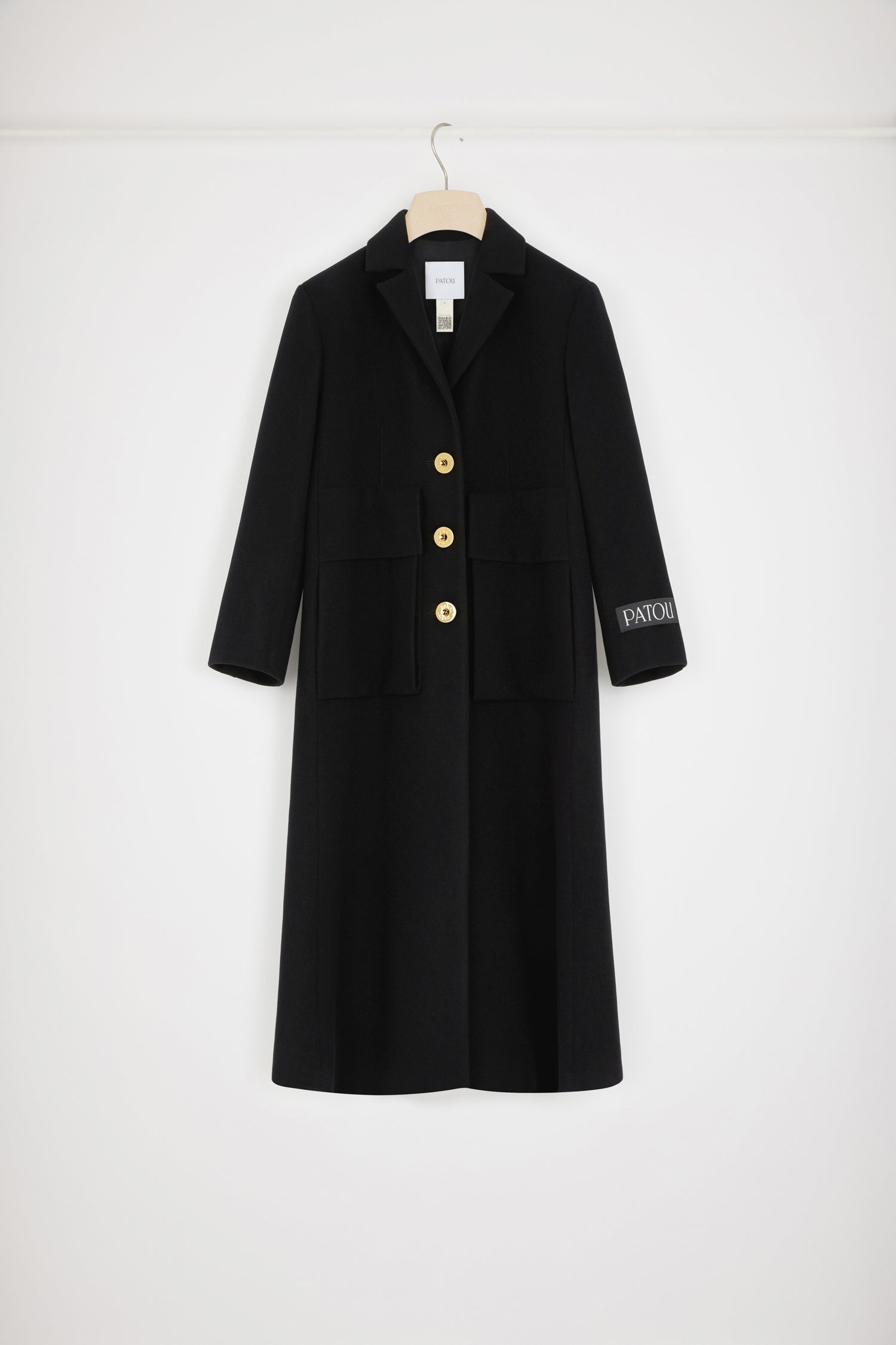 Patou H22CO0150003999B manteau laine noir poches maxi