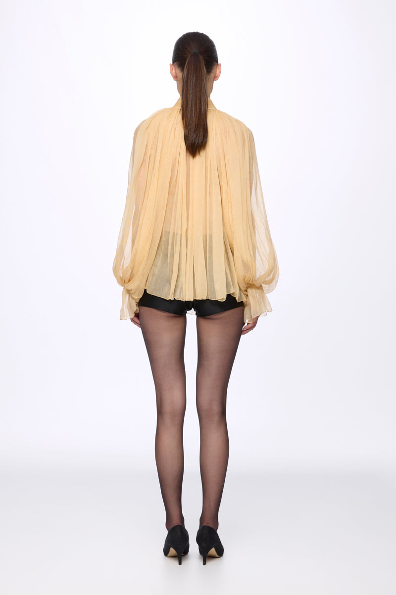 ATU Body Couture Yellow Gold Silk Chiffon Shirt chemise