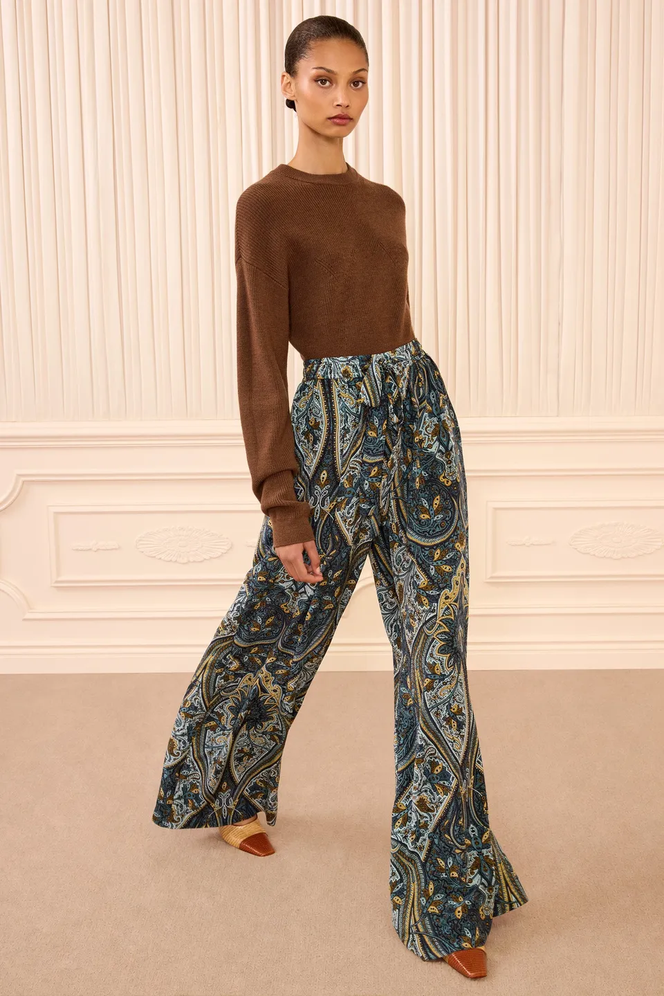 Ulla Johnson Sawyer Wide Leg Silk Pant pantalon Prussian