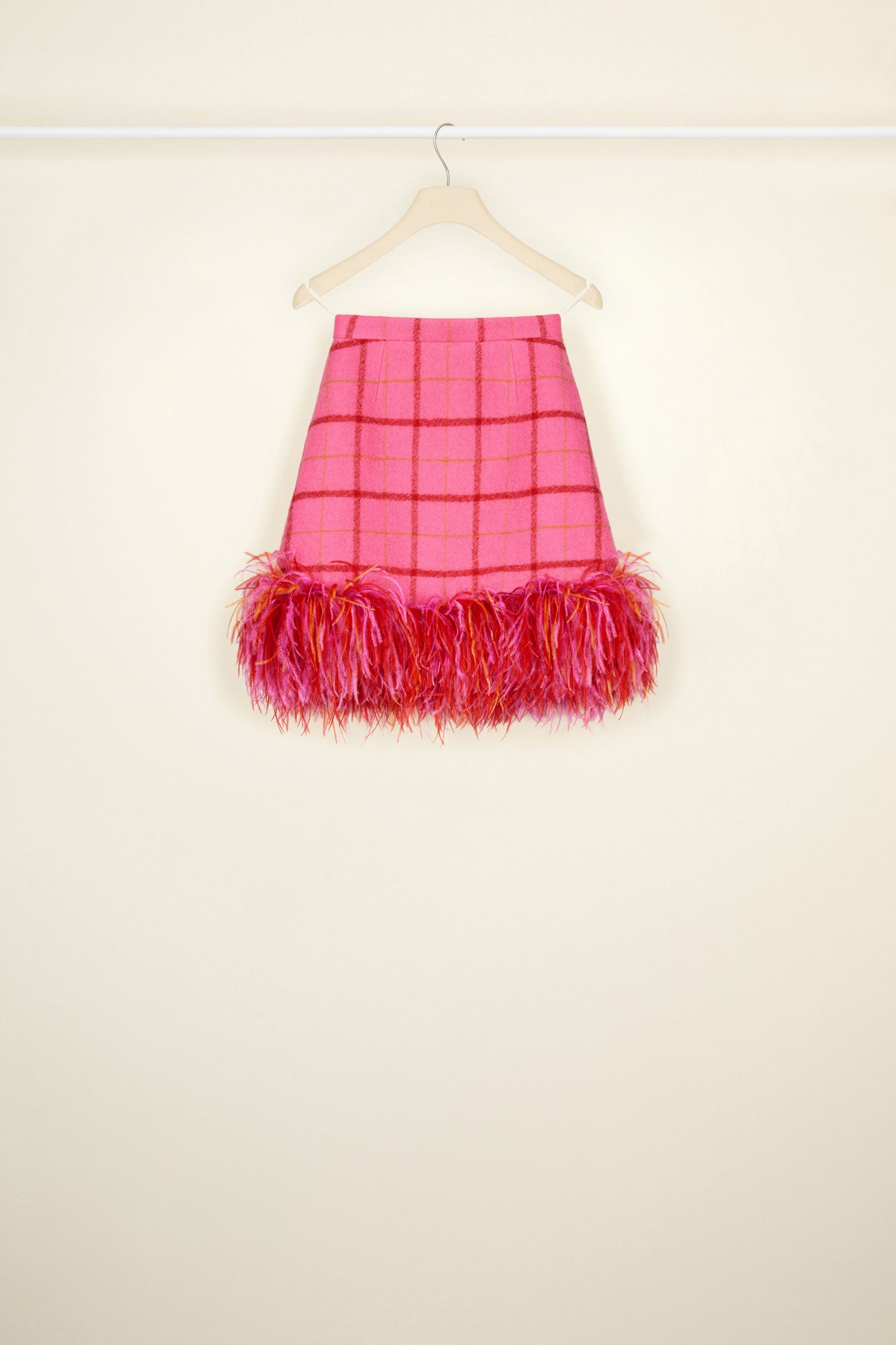 Patou A21SK02200965032 mini jupe Pink Checkerboard plumes