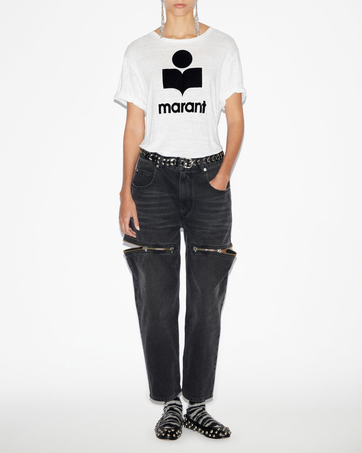 Isabel Marant Zewel TS0001 t-shirt lin blanc XS