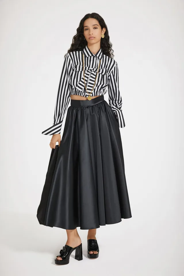 Patou SK064 jupe midi satin noir volume 34-44