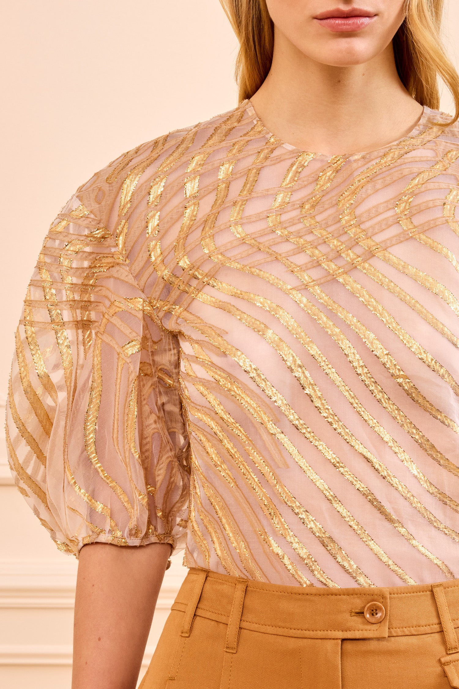 Ulla Johnson Akami Top lurex Nautilis blouse dorée