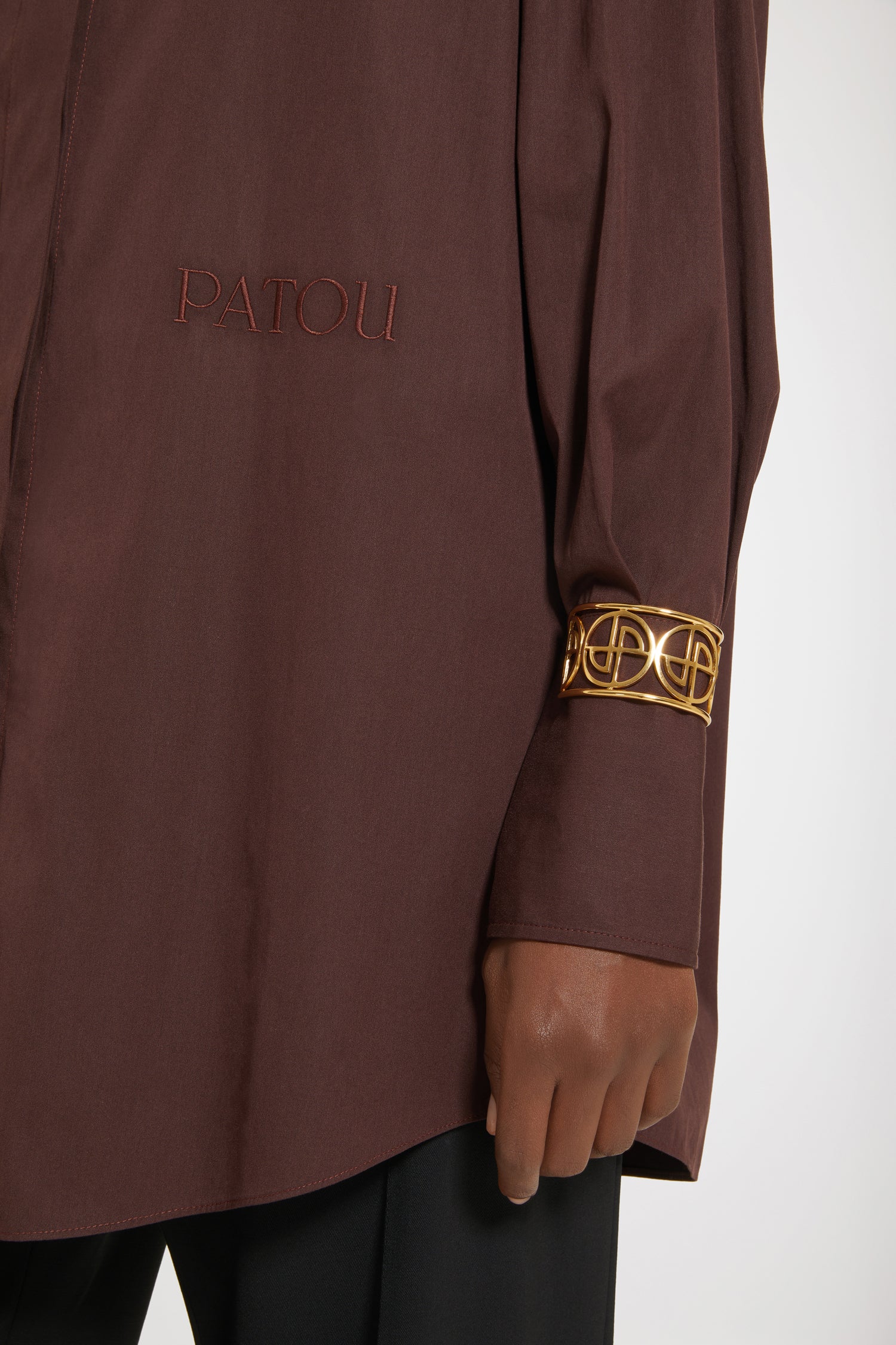 Patou DR086 mini robe chemise coton marron 34-44