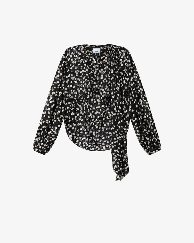 Isabel Marant Firma blouse soie noir et écru 34-44