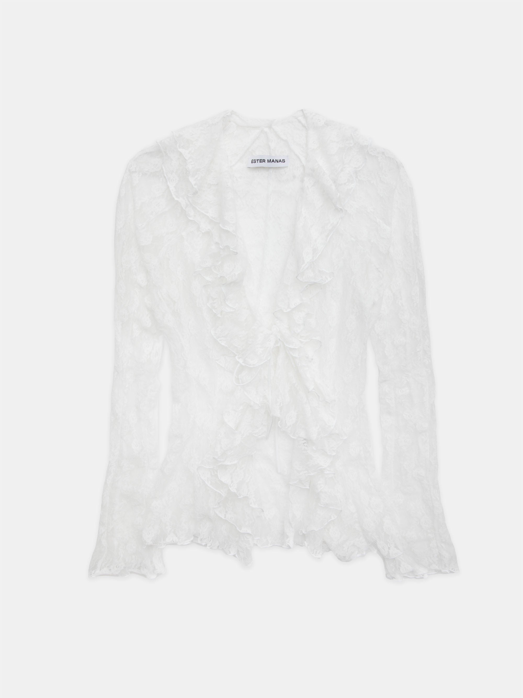 Ester Manas White Floral Boléro dentelle blanche à lacets