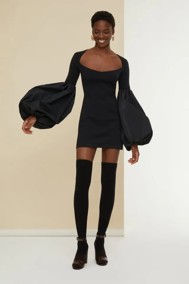 Patou Dresses KN059 robe mini maille noire manches S