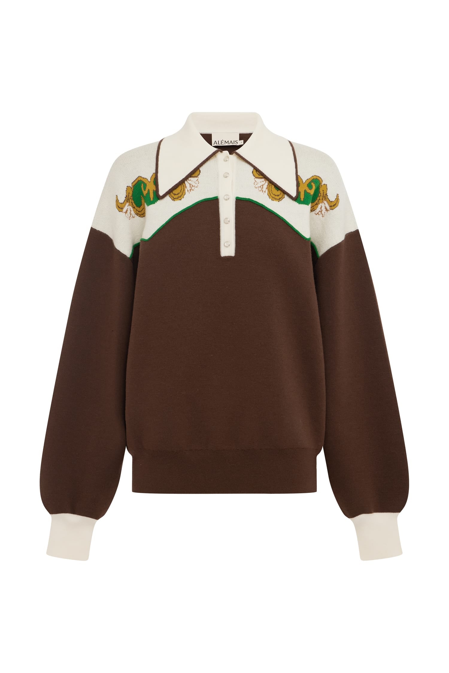 Alemais Lasso Knit Polo pull chocolat laine mérinos