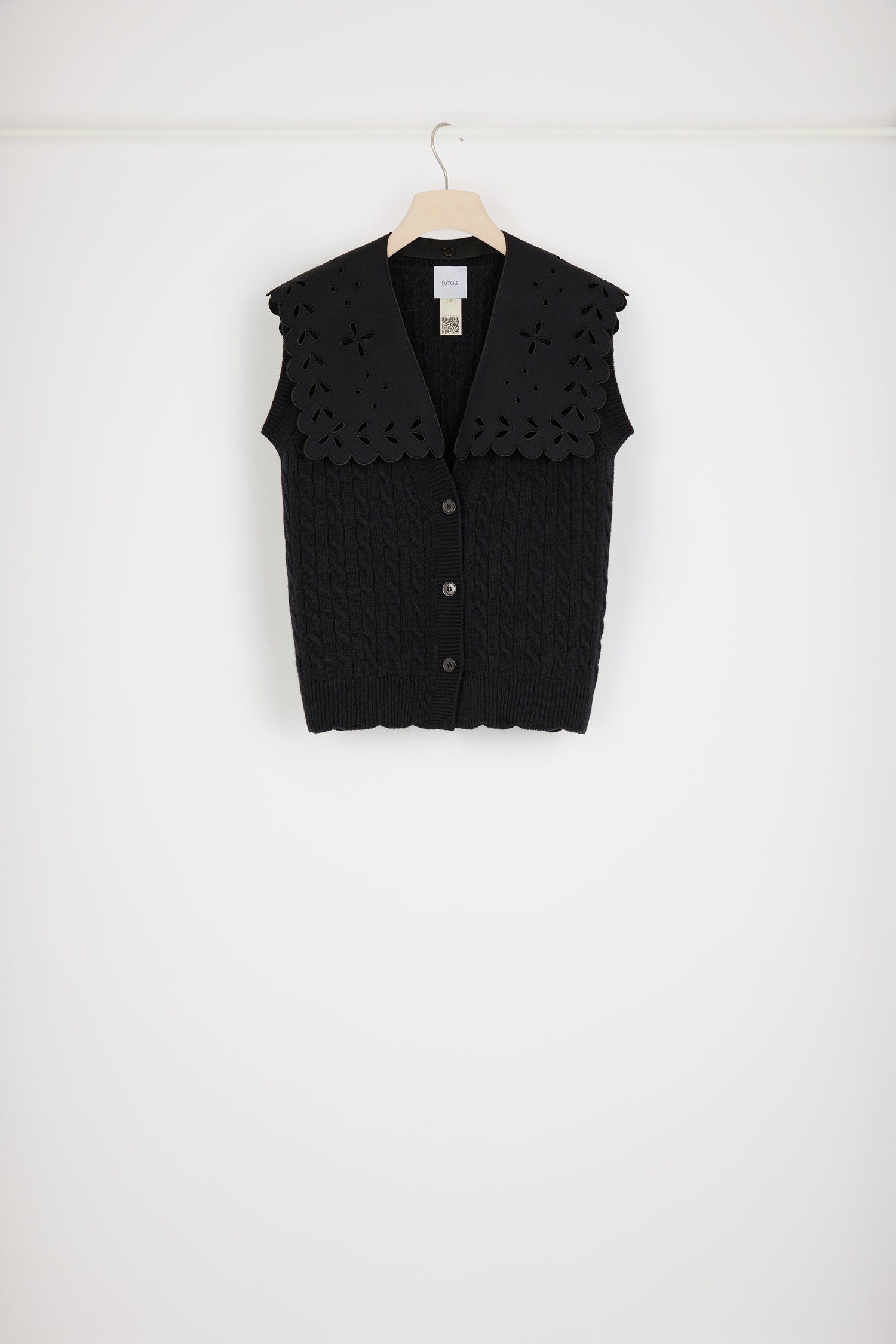 Patou KN1068056999B gilet laine mérinos noir