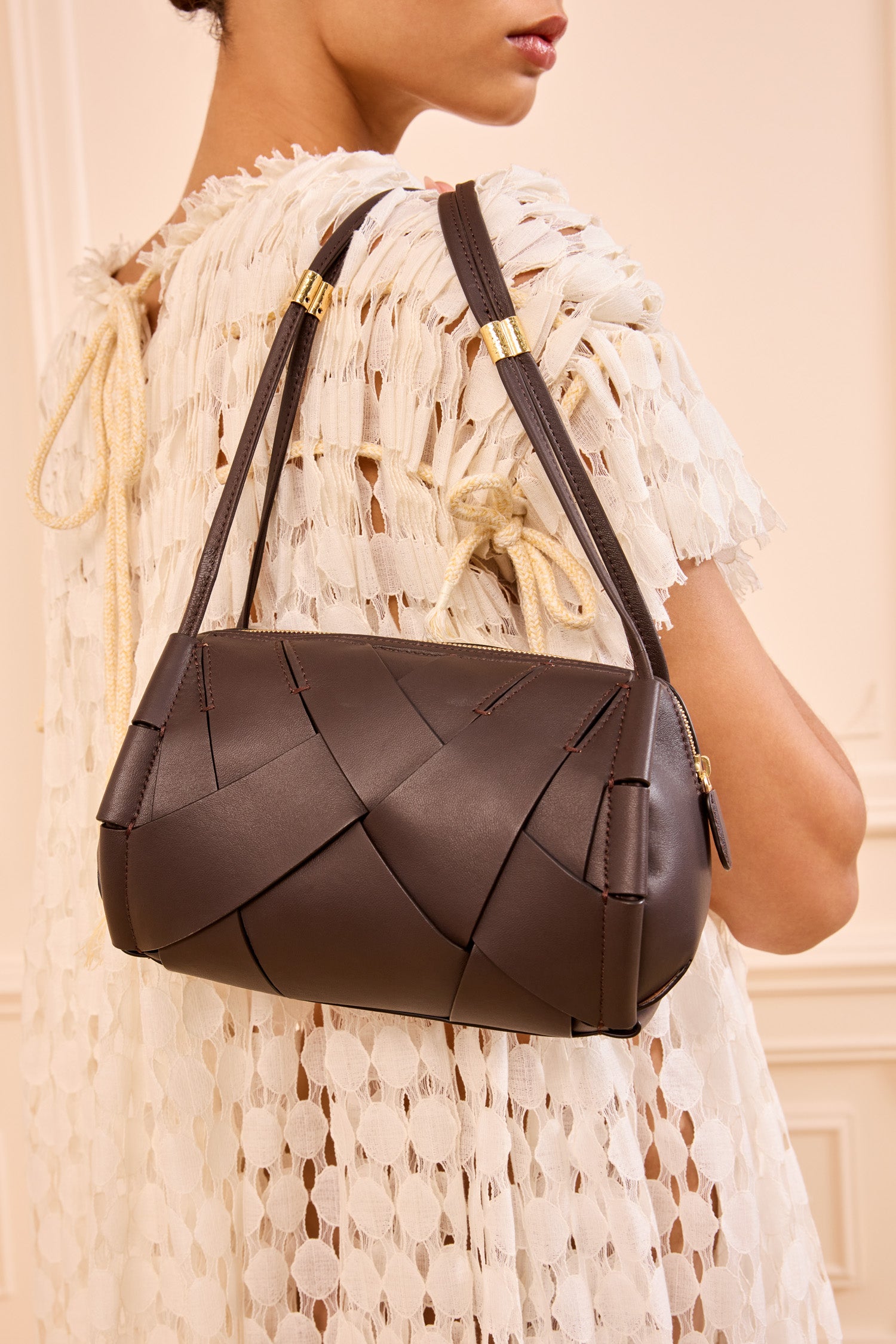 Ulla Johnson Charlotte Sac Camera Cuir Wenge Marron
