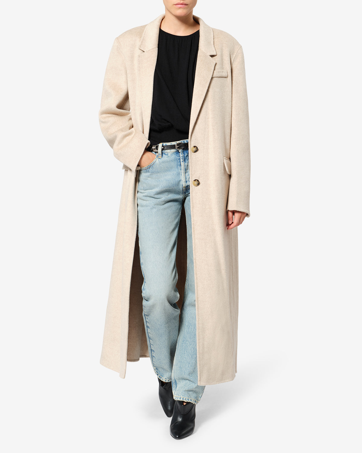 Isabel Marant Clesa manteau laine sable long 34-42