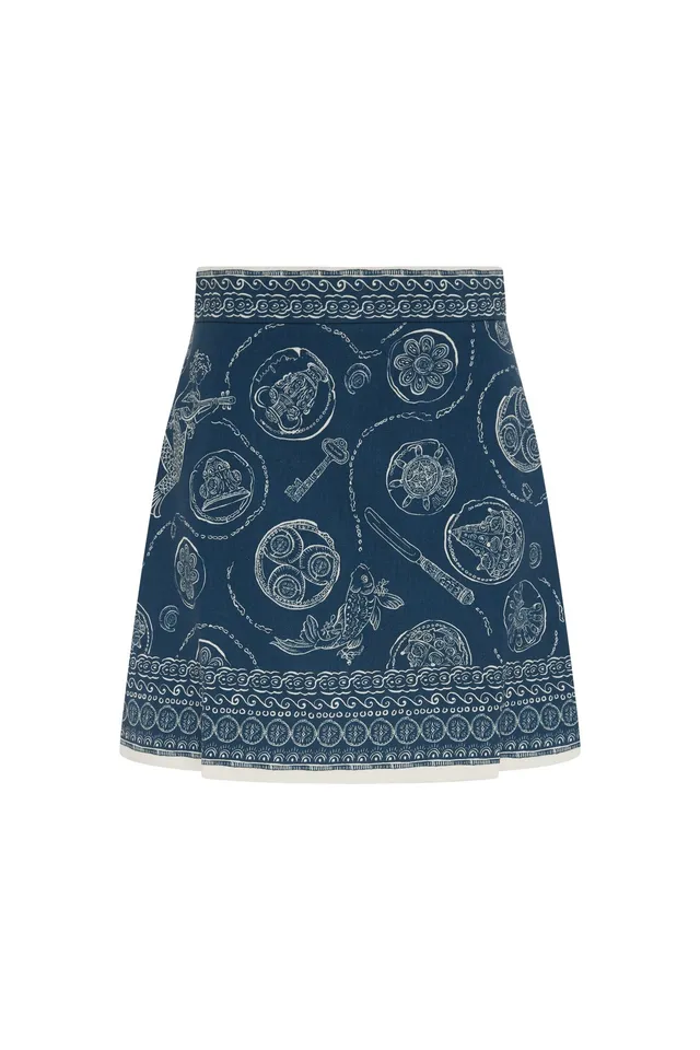 Alemäis Lucky Mini Skirt jupe mini lin trapèze imprimé