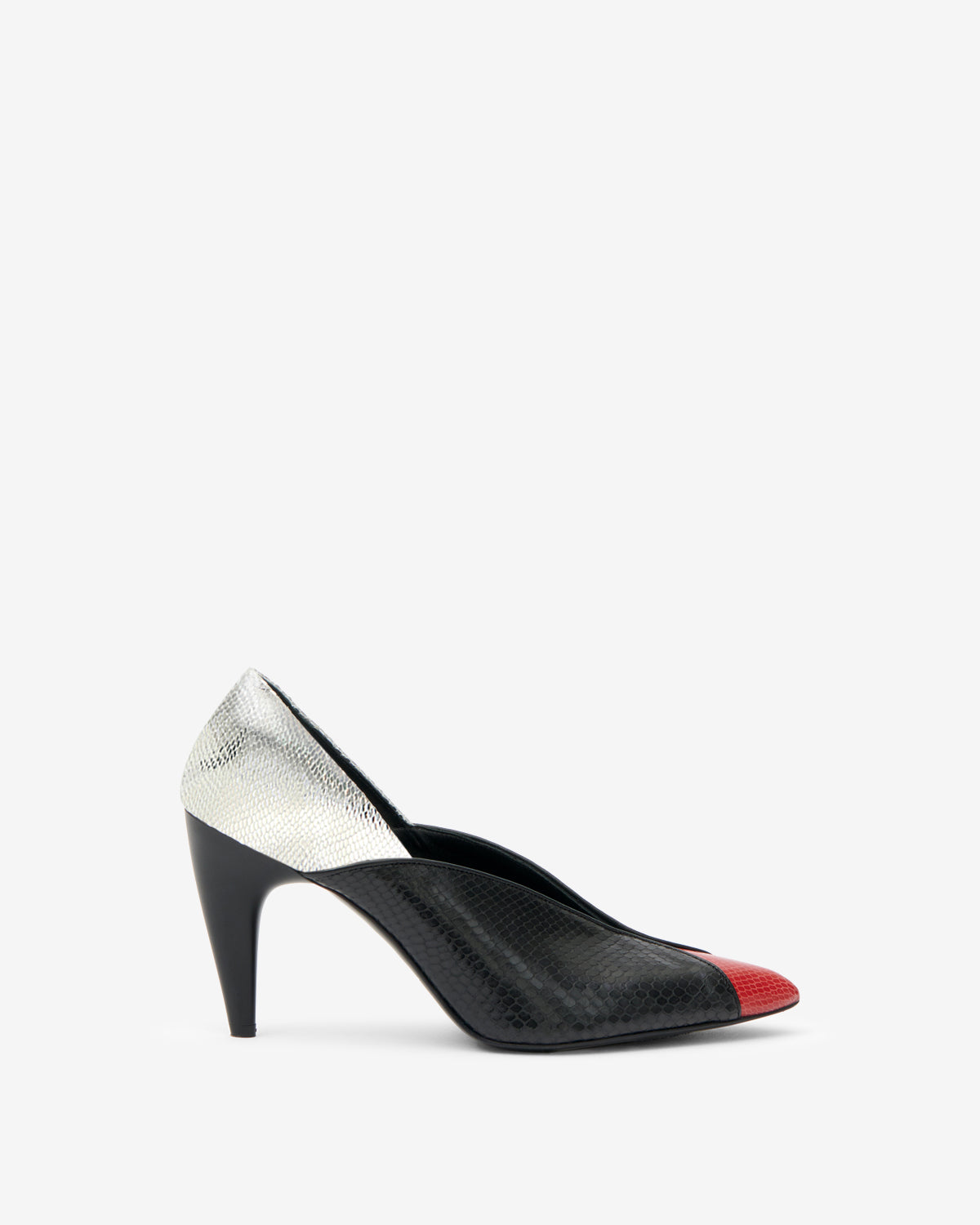 Isabel Marant Luza escarpins cuir noir-rouge 9 cm