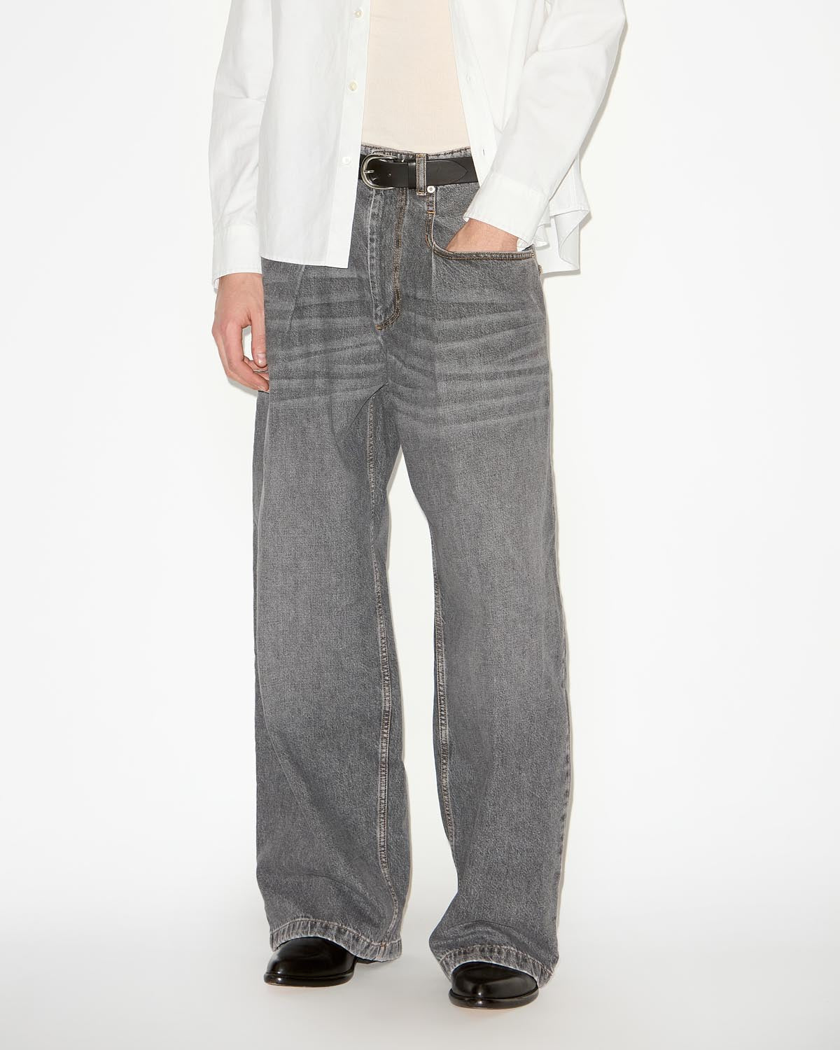 Isabel Marant Janael jean noir délavé taille haute