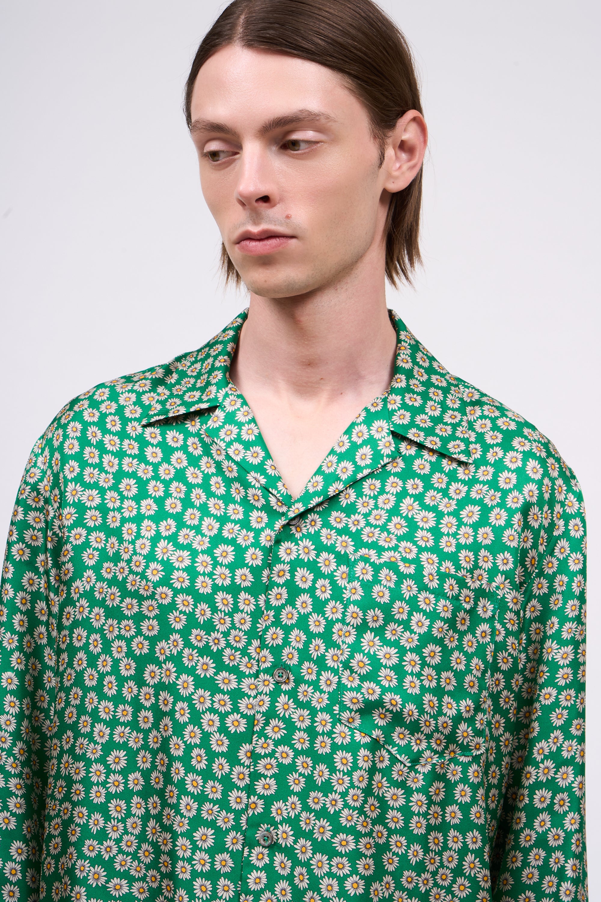 Paul & Joe Erika chemise homme soie vert marguerites