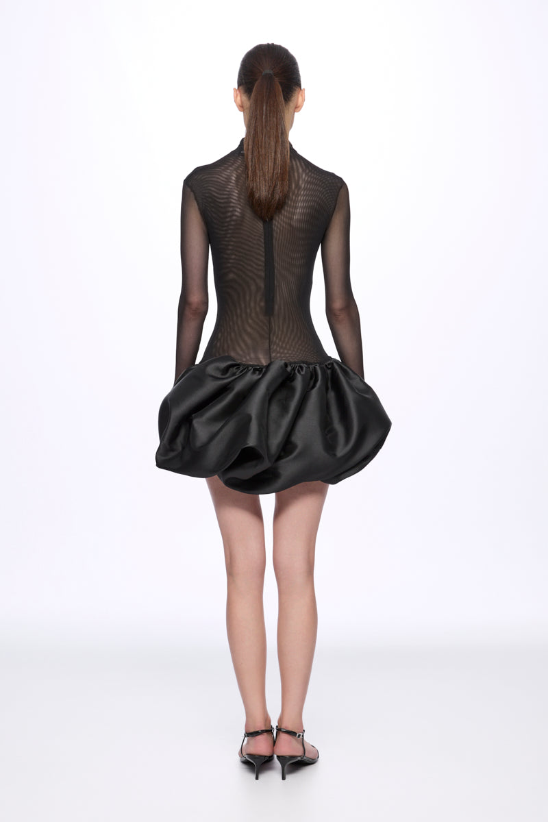 ATU Body Couture Midi Mini Robe Tulle Noire Volant S