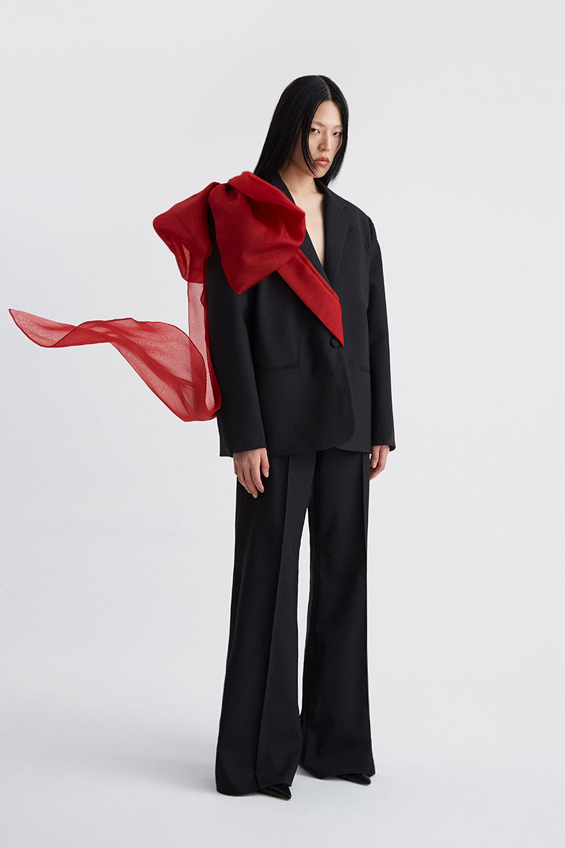 ATU Body Couture Scout Blazer veste noir nœud rouge laine