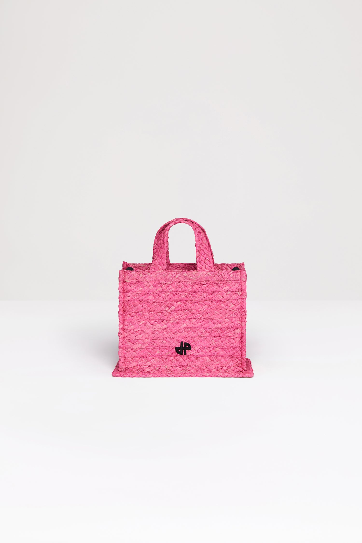 Patou Small JP tote sac raphia rose bégonia TU