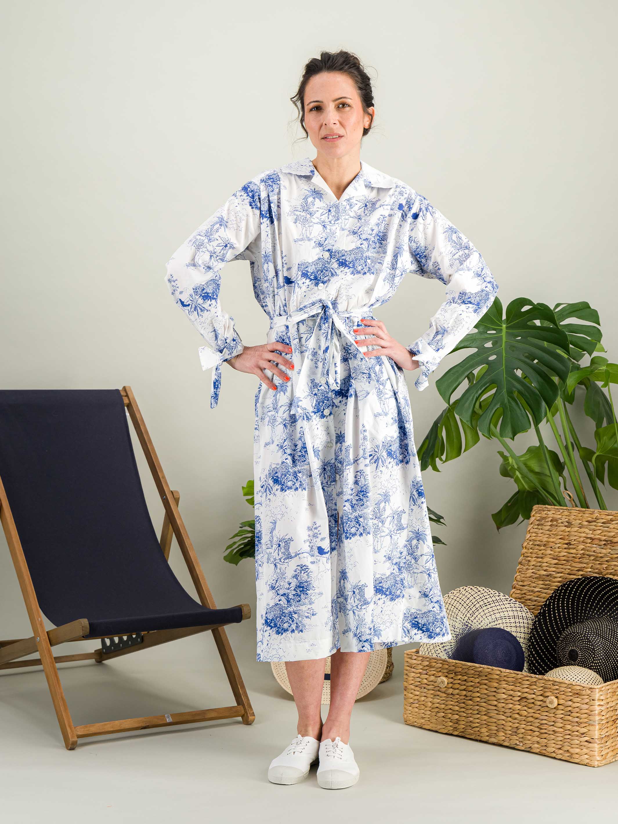 Anahide Saint André Pamplone robe chemise coton bleu cobalt 34