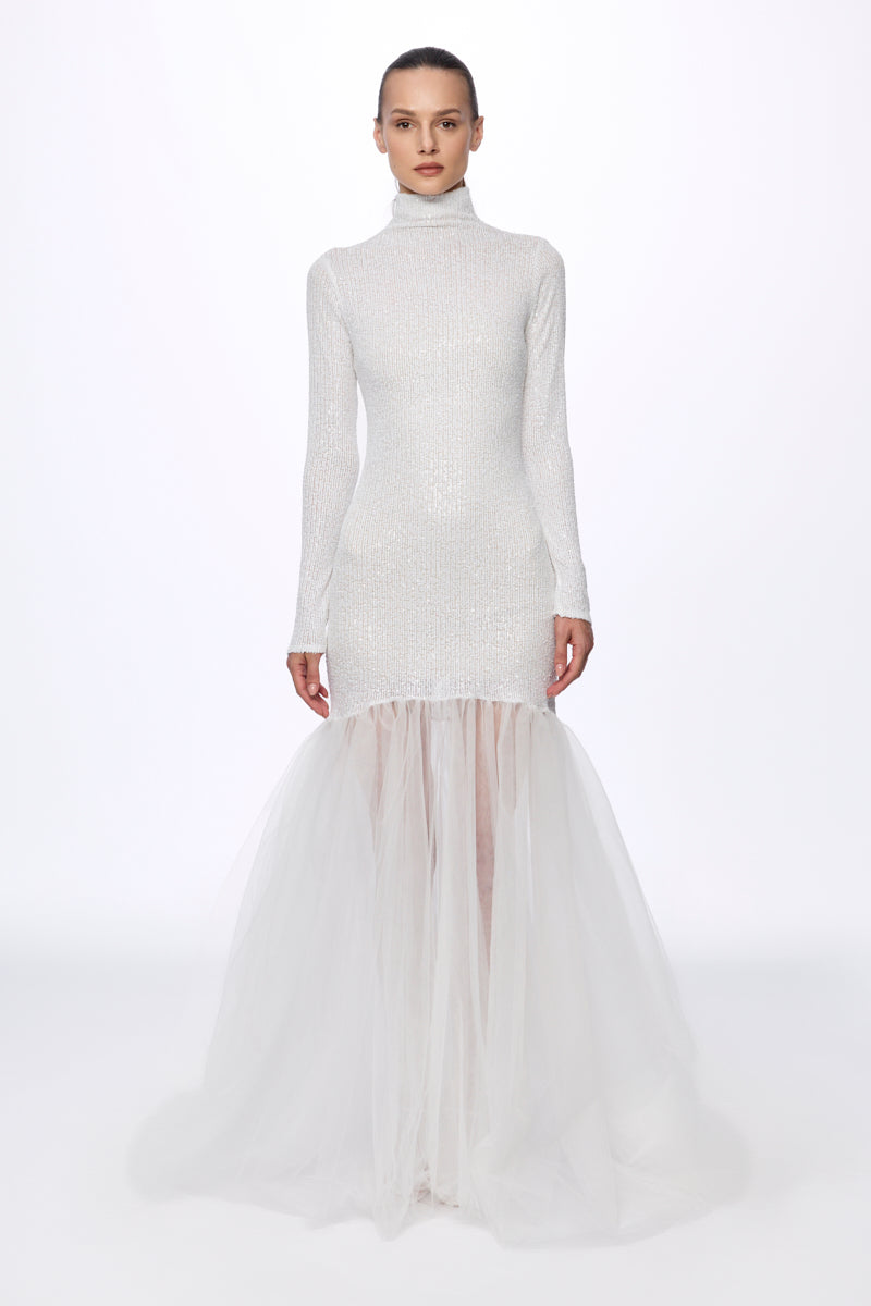 ATU Body Couture Sequins robe sequins blanche tulle taille S