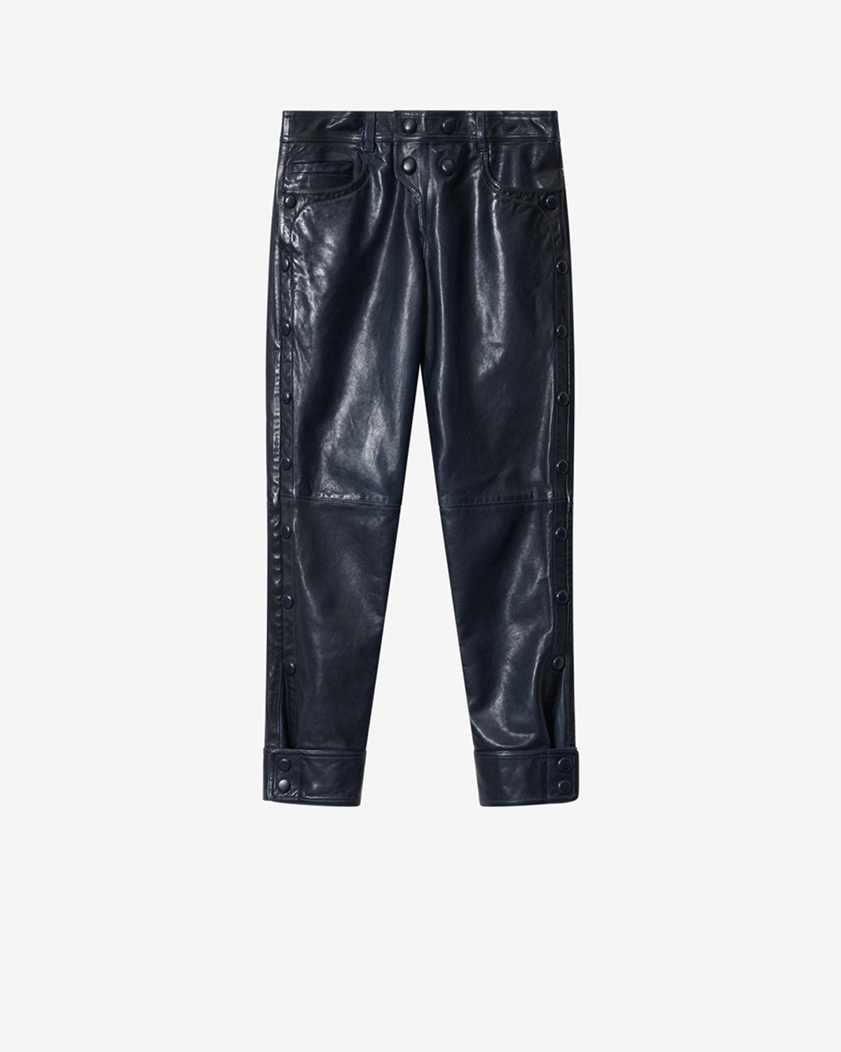 Isabel Marant Rolinda pantalon cuir bleu marine droit