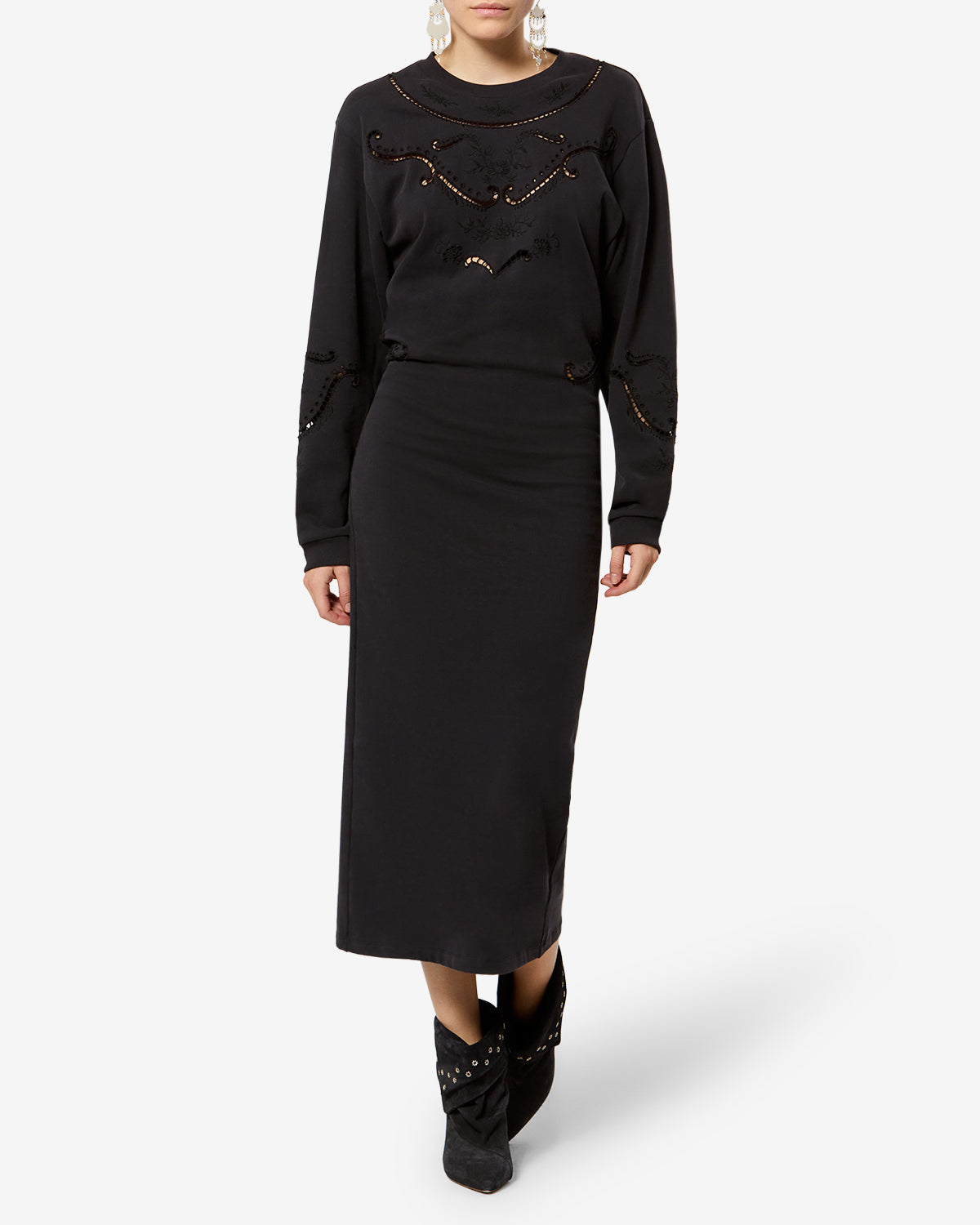 Isabel Marant Enaelle robe longue coton noir délavé