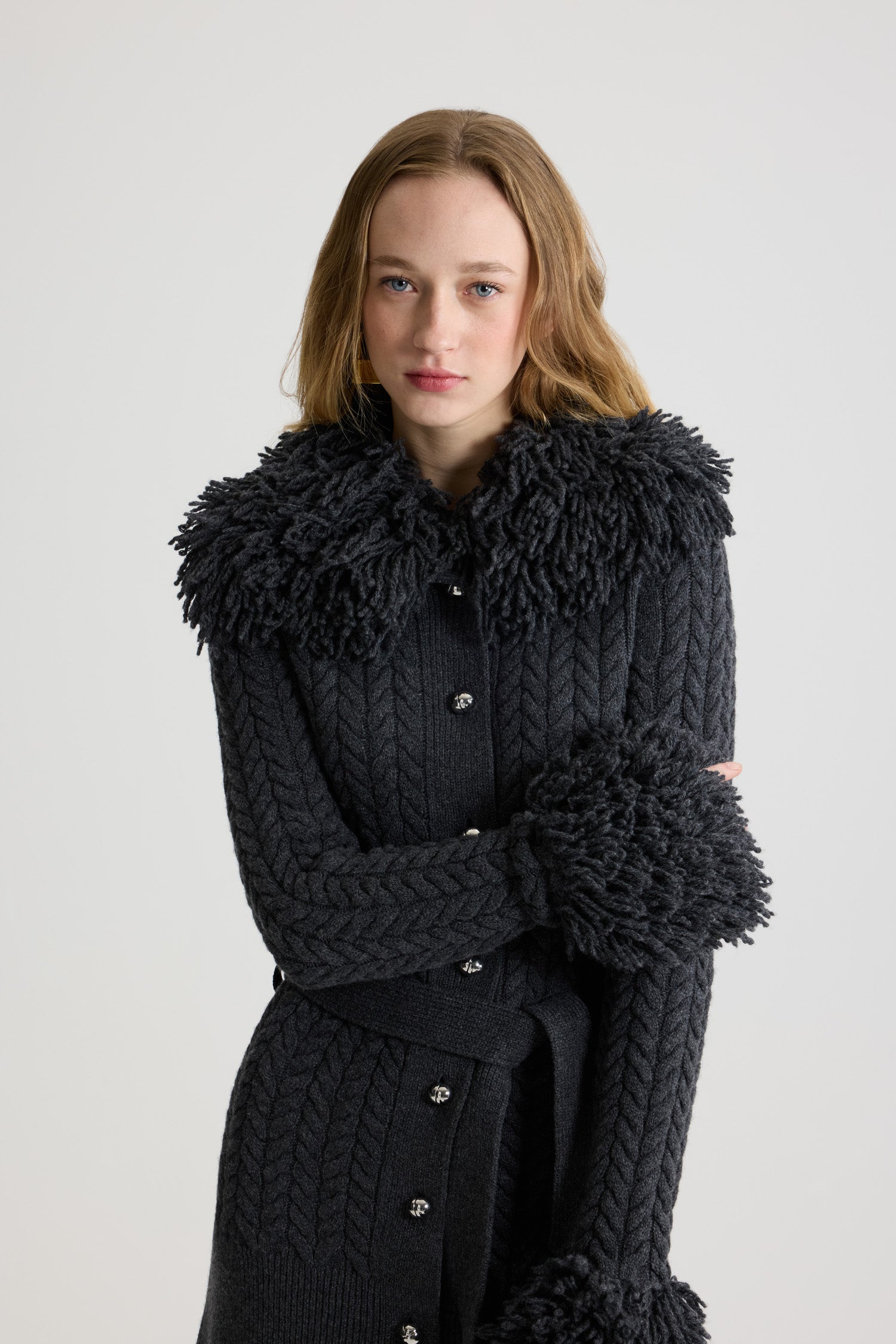 Patou KN282 cardigan laine cachemire gris Mercury