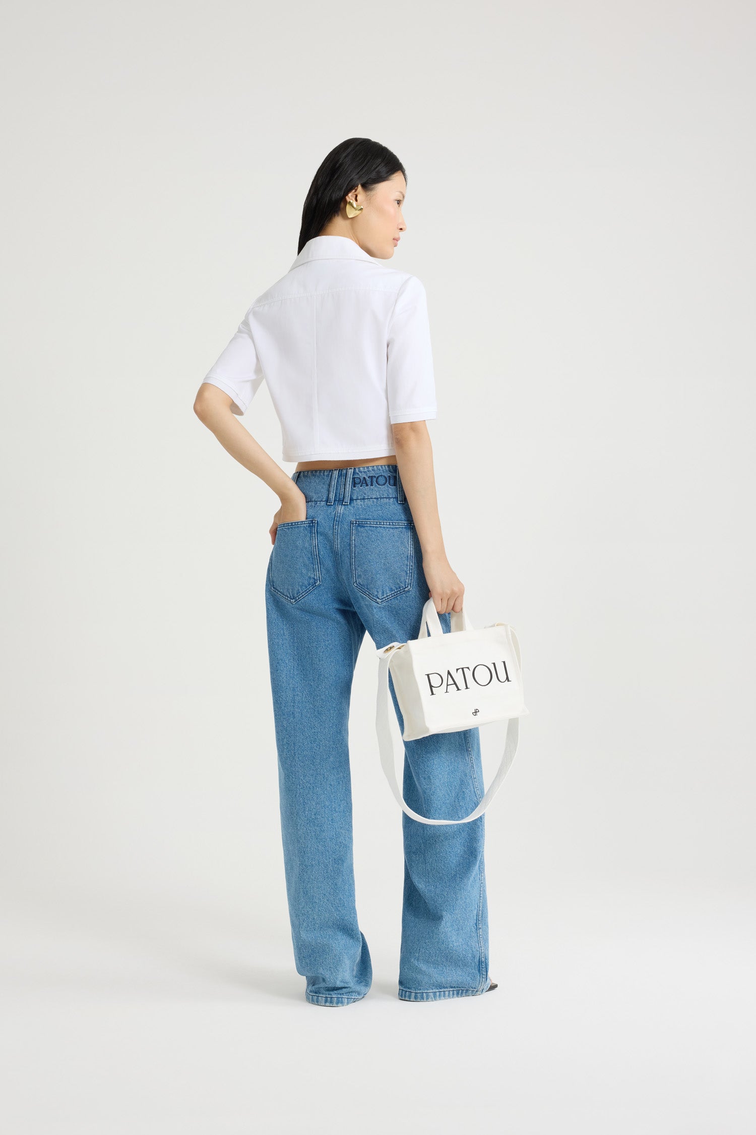 Patou JA048 veste cropped blanche gabardine