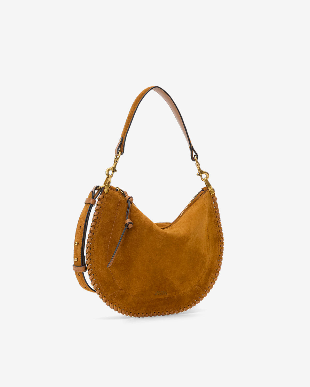 Isabel Marant Oskan Soft Zip sac cuir velours cognac