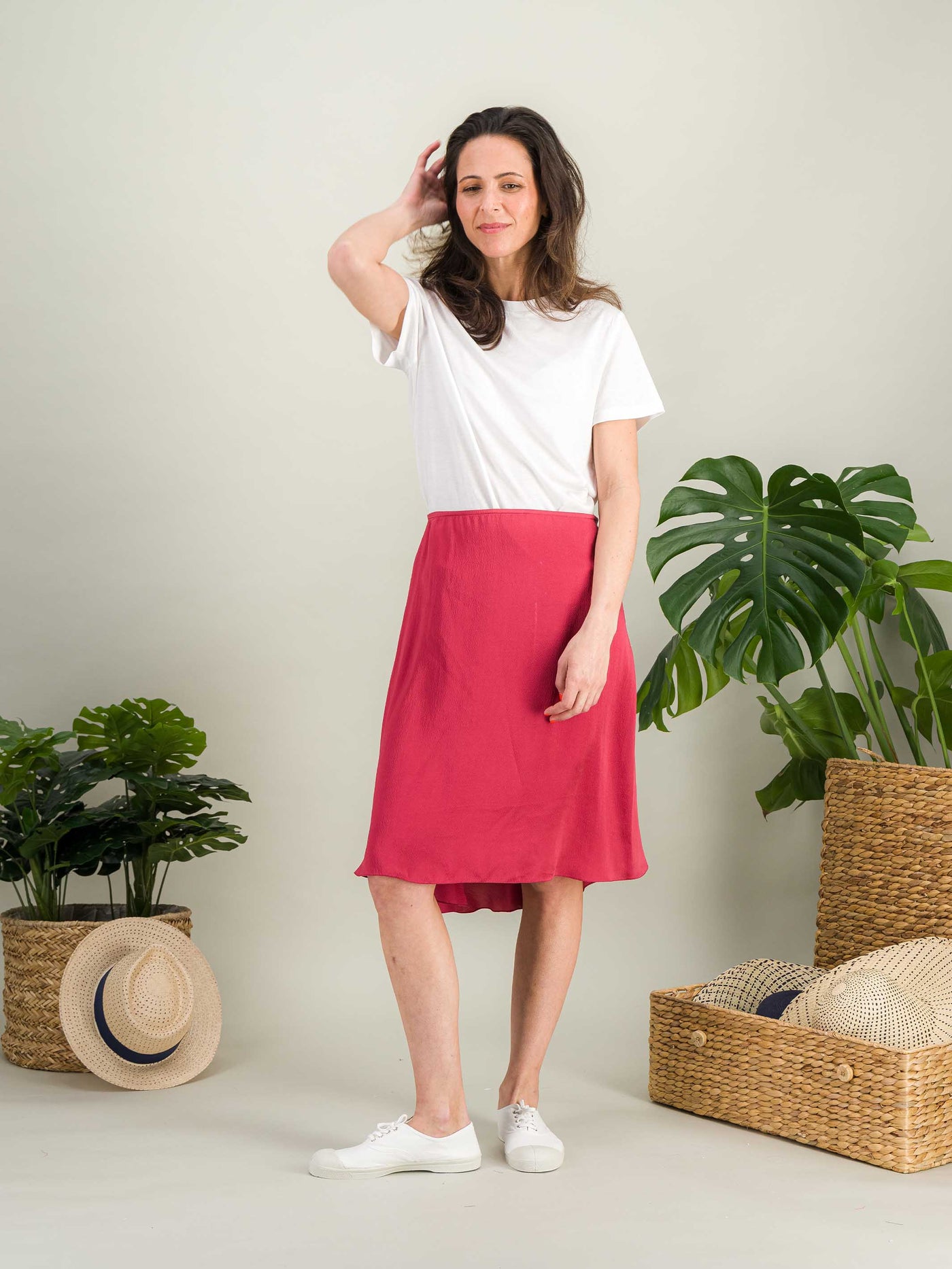 Anahide Saint André Aurore jupe midi soie fluide rose