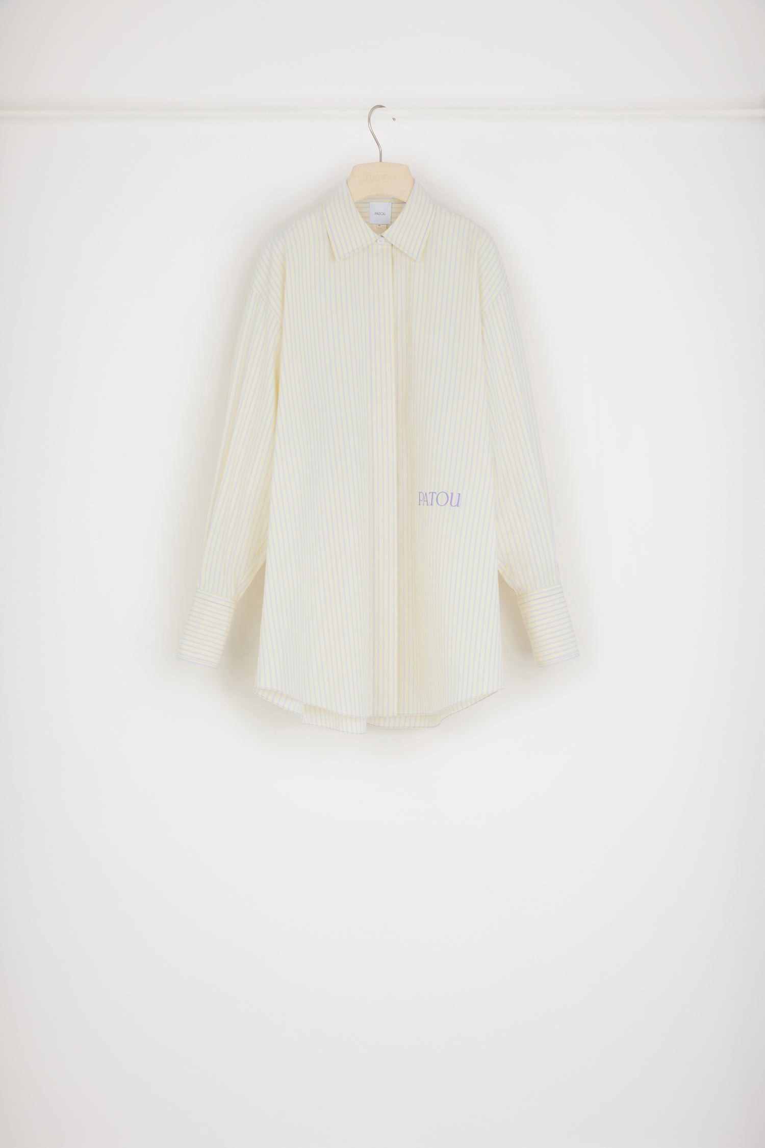 Patou H22DR101 mini robe chemise coton bio jaune rayée