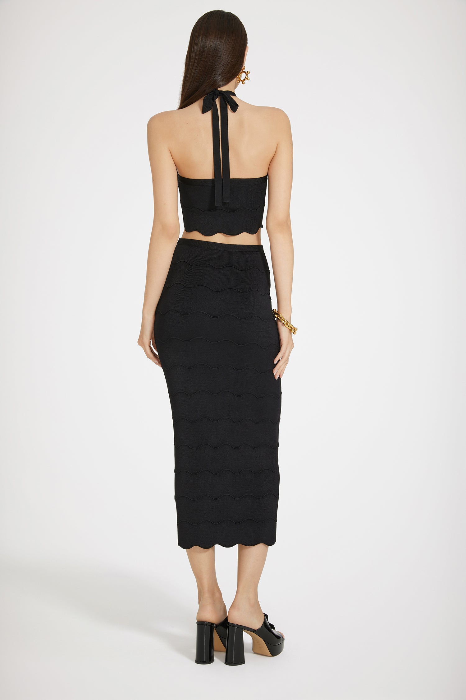 Patou P24KN1738071999B top licou maille vague noir